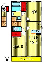 ソラーナ2 2LDKの間取図画像