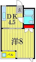 ヴィラグレイス亀有2 1DKの間取図画像