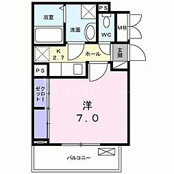 サニークレメント八潮 1Kの間取図画像