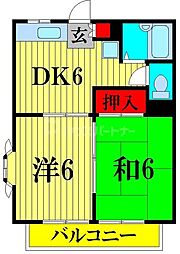 新宿エスポワール 2DKの間取図画像