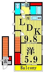 フィカーサ堀切 1LDKの間取図画像