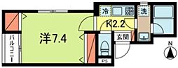 LaCasa弥生 1Kの間取図画像