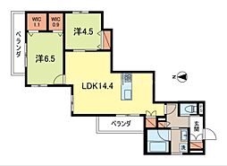 CREST I 2LDKの間取図画像