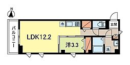 ブルースカイ武蔵野 1LDKの間取図画像