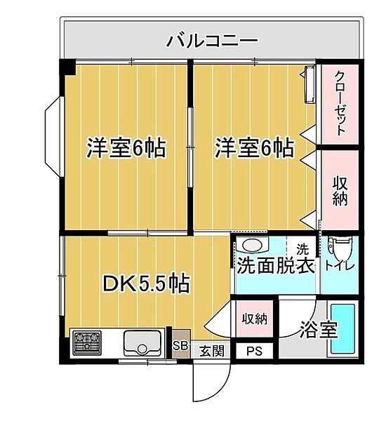 東京都足立区綾瀬2丁目(賃貸マンション2DK・1階・39.69㎡)の写真 その2