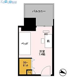 ロイヤルパークスER万代 ワンルームの間取図画像