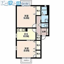 パークハイツ 2DKの間取図画像