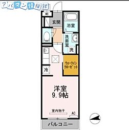メゾンエトワール新潟雲雀町 ワンルームの間取図画像