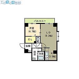 ブラスト南万代 1LDKの間取図画像
