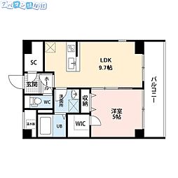 パーク万代マリーナコート 1LDKの間取図画像
