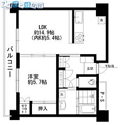 富士マンション 1LDKの間取図画像