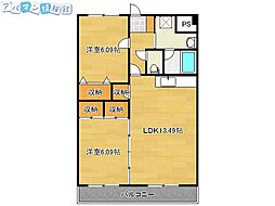 エスポアール弐番館 2LDKの間取図画像