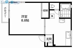 リバティハイツ 1DKの間取図画像