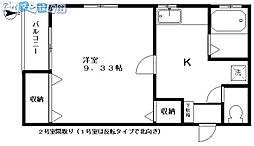 コーポルピナス 1Kの間取図画像