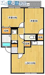メゾンファルビス 2LDKの間取図画像