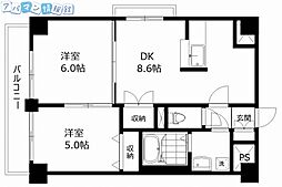 ASPREMIUM関屋金衛町 2DKの間取図画像
