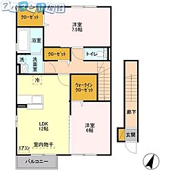 セイチ上近江E 2LDKの間取図画像