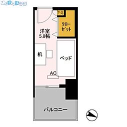 ロイヤルパークスER万代 ワンルームの間取図画像