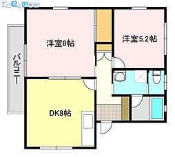 ラグーン神道寺南B棟 2DKの間取図画像