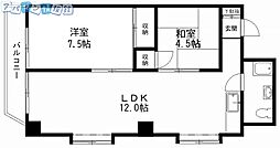 マンショングランドアームス 2LDKの間取図画像