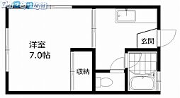コーポササキ 1Kの間取図画像