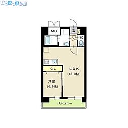 スカイオン本町 1LDKの間取図画像