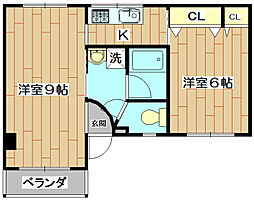 メゾン高槻 2Kの間取図画像
