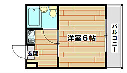 第2高槻ハイム 1Kの間取図画像