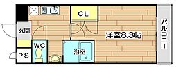 ユーズコート 1Kの間取図画像