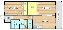 南コヤマビル 2LDKの間取図画像