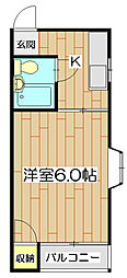 ヒラノロッヂ 1Kの間取図画像