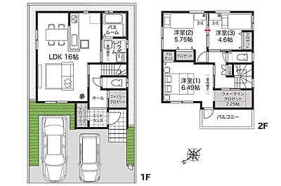 間取り：間取り図（家具・車の表記はイメージ配置になり、実際には付きません）