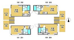 テラスユニコーン ワンルームの間取図画像