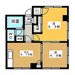 田代ビル第6 2DKの間取図画像