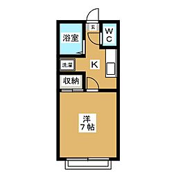 サウスコート 1Kの間取図画像