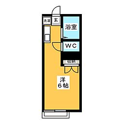 クレセントハウス ワンルームの間取図画像