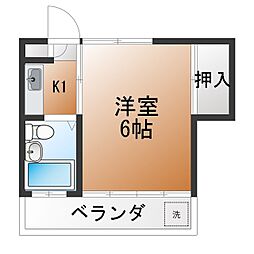 コーポ富紀 1Kの間取図画像