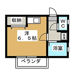 メゾンS・K 1階ワンルームの間取り