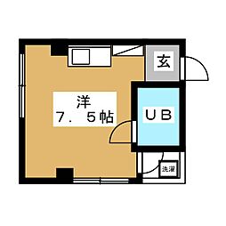 渡辺ビル 3階ワンルームの間取り