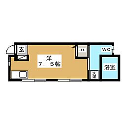 JR総武線 東中野駅 徒歩8分の賃貸アパート 1階ワンルームの間取り