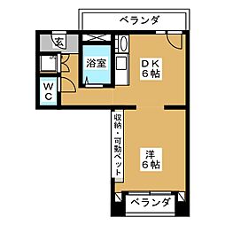 JR中央線 中野駅 徒歩13分の賃貸マンション 3階1DKの間取り