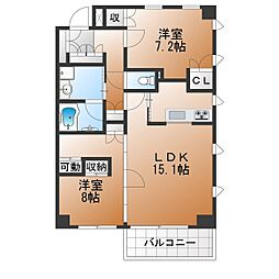 パークヒルズ紅葉山 2LDKの間取図画像