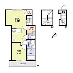 WoodCrest沼袋Residence 1LDKの間取図画像