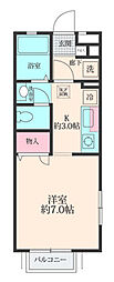 ガーデンハウスA 1Kの間取図画像