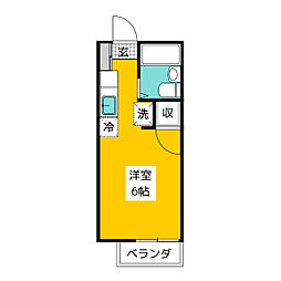 コーポ菊 2階ワンルームの間取り