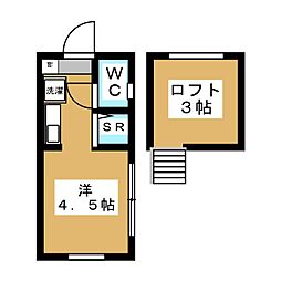 メゾンド・ユウ 2階ワンルームの間取り