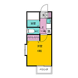 エクセルエイト 2階1Kの間取り