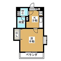 グレイスガーデン 1Kの間取図画像