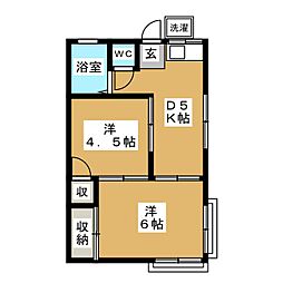 グリーンハウス 2DKの間取図画像