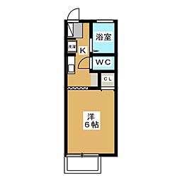Bene 1Kの間取図画像